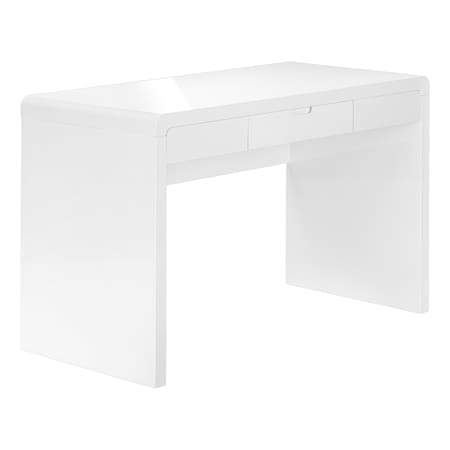 Monarch Specialties Computer Desk, Home Office, Laptop, Storage Drawers, 48"L, Work, Laminate, Glossy White I 7580